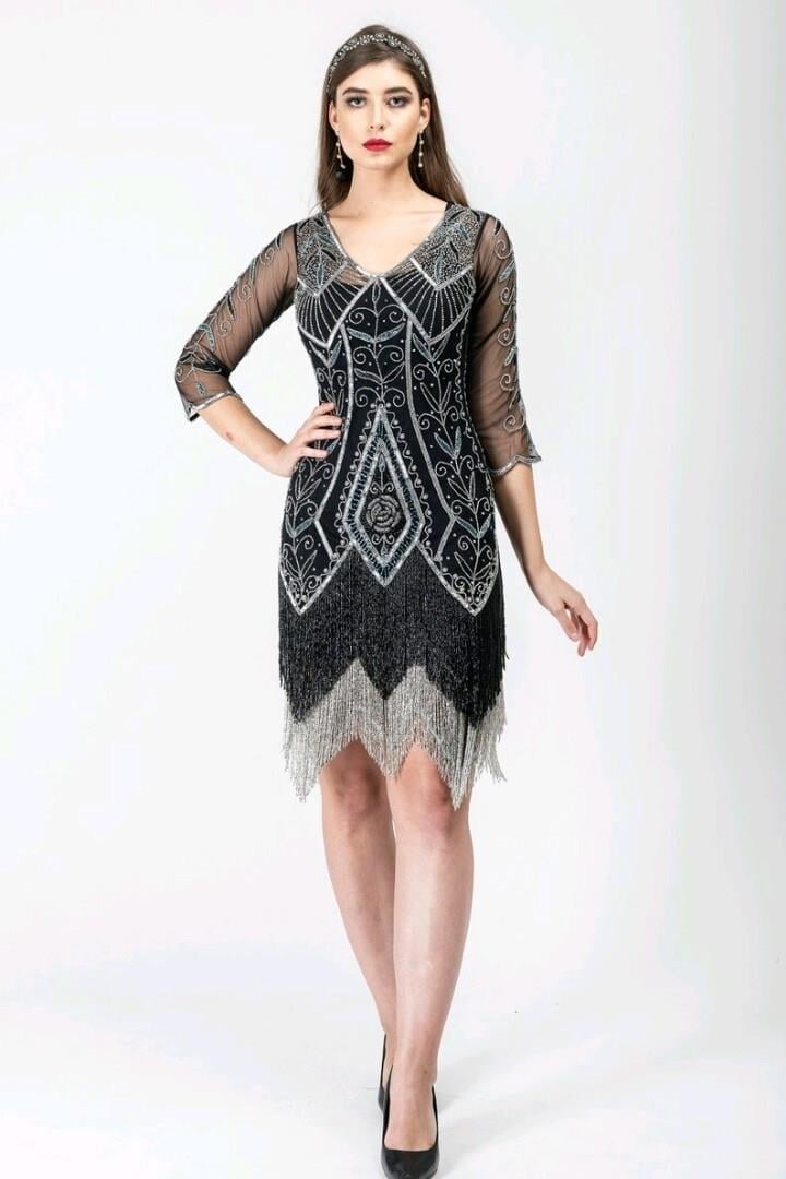 Gastbylady Scarlette Black silver Flapper Dress
