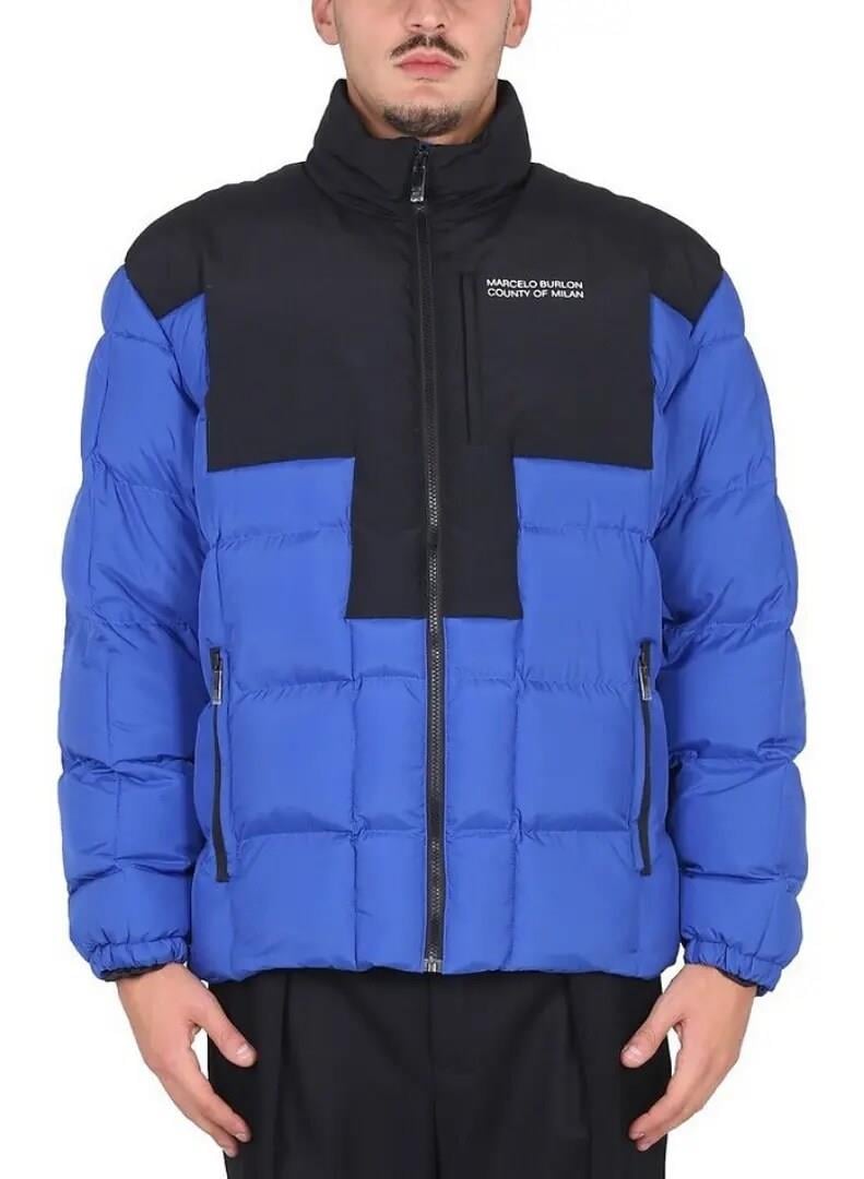 MARCELO BURLON Down Jacket With Logo Print