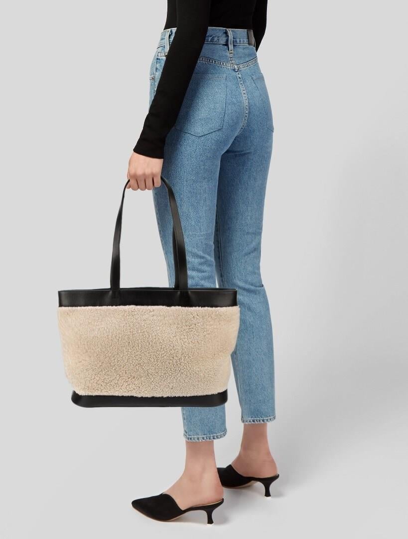 St. Agni Textured Leather-trimmed Tote Bag