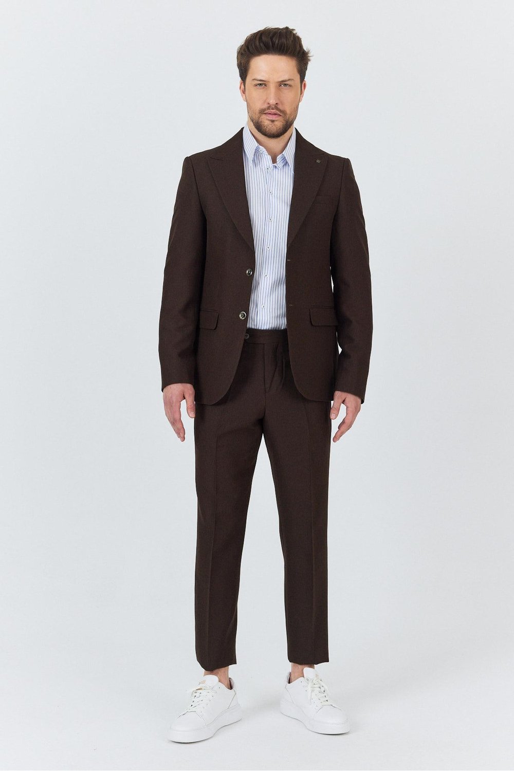 Alfredo Erkek Kahve İlkbahar-Yaz Slim Fit 2li Takım Elbise