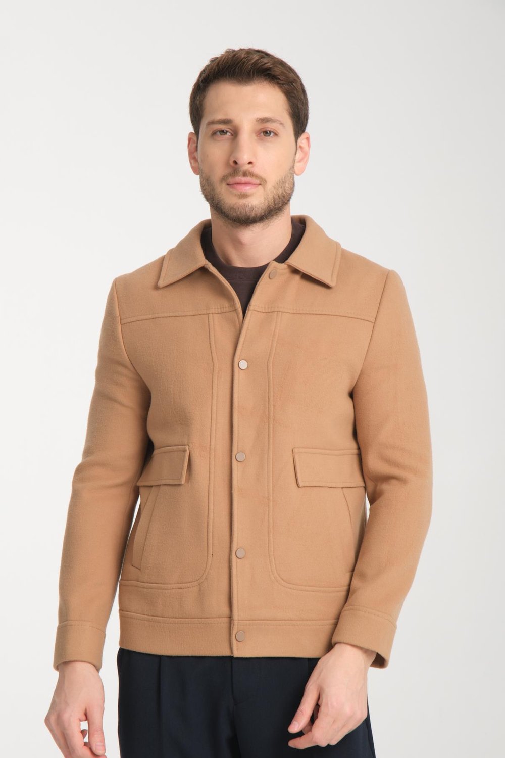 Çıtçıtlı Erkek Polo Yaka Kısa Kaşe Mont Slim Fit