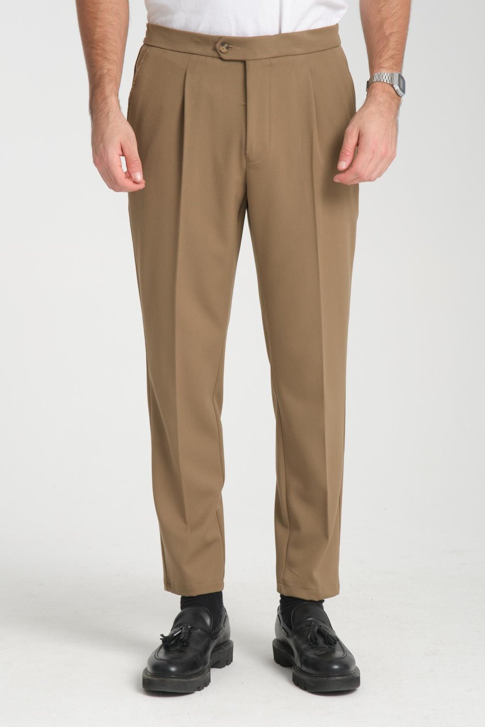 Erkek Beli Lastikli Kalın Kaşe Görünümlü Casual pantolon