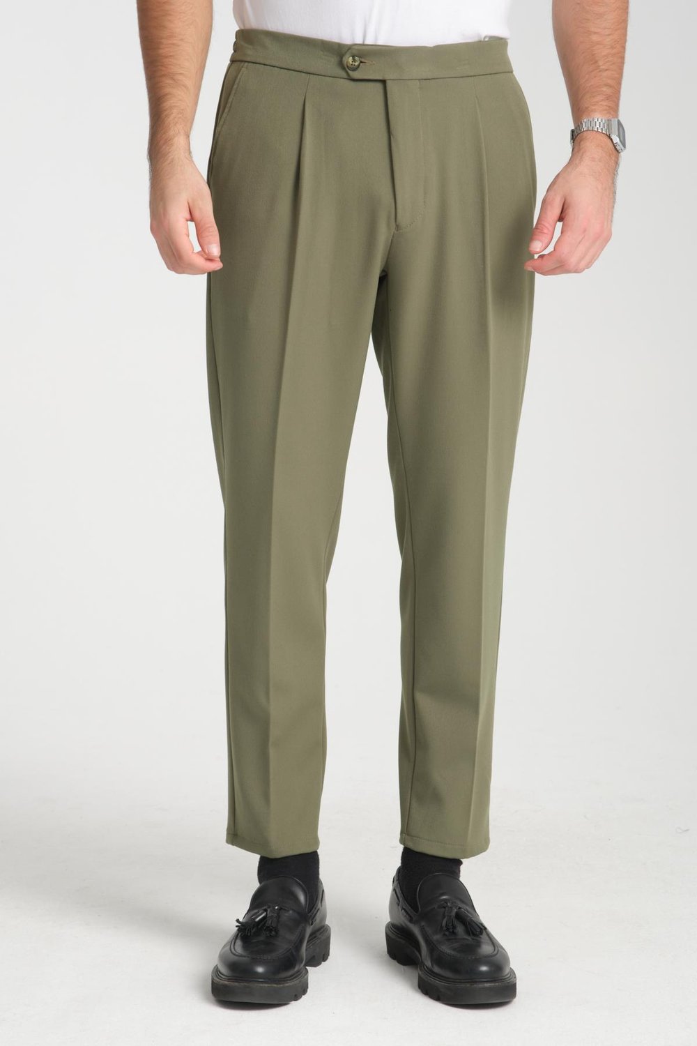 Erkek Beli Lastikli Kalın Kaşe Görünümlü Casual pantolon