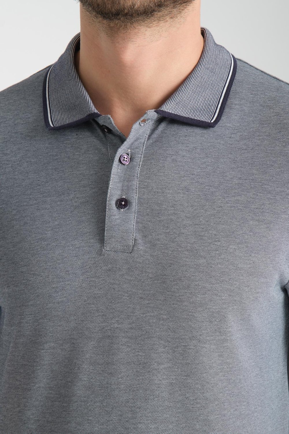 Erkek Çekmeyen 100% Pamuklu Kumaş Slim Fit Dar Kesim Siyah-beyaz Kıvrılmaz Polo Yaka Tişört