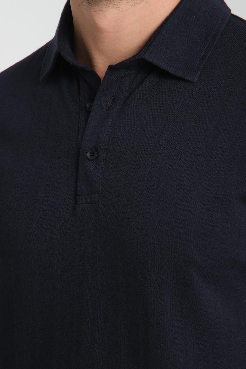 Erkek Lacivert %100 Pamuk Çekmeyen Kumaş Slim Fit Dar Kesim  Yaka Tişört