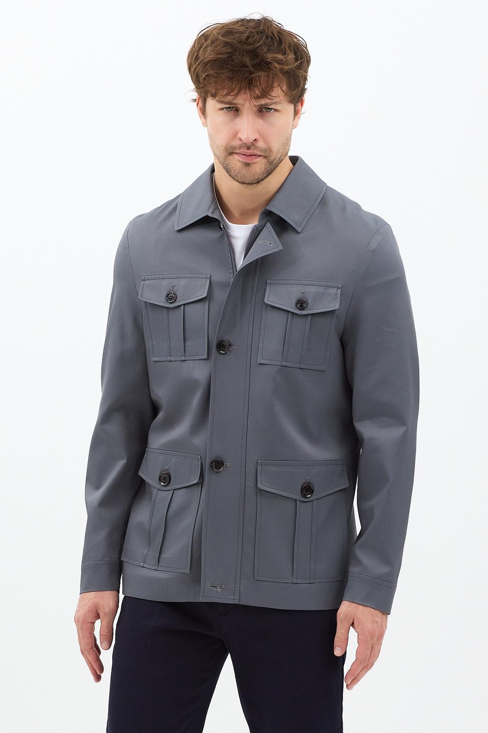 Fred Erkek Antrasit İtalyan Kesim Slim Fit İlkbahar-Sonbahar Trençkot-Mont