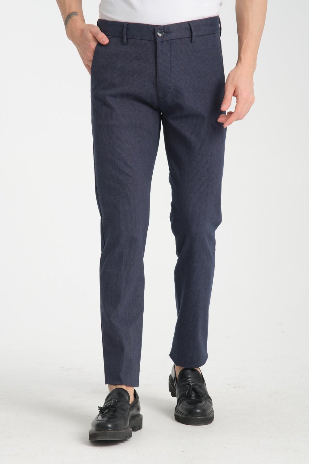 Kalın Düz Erkek Yandan Cepli Klasik Bel Slim Fit Chino Pantolon