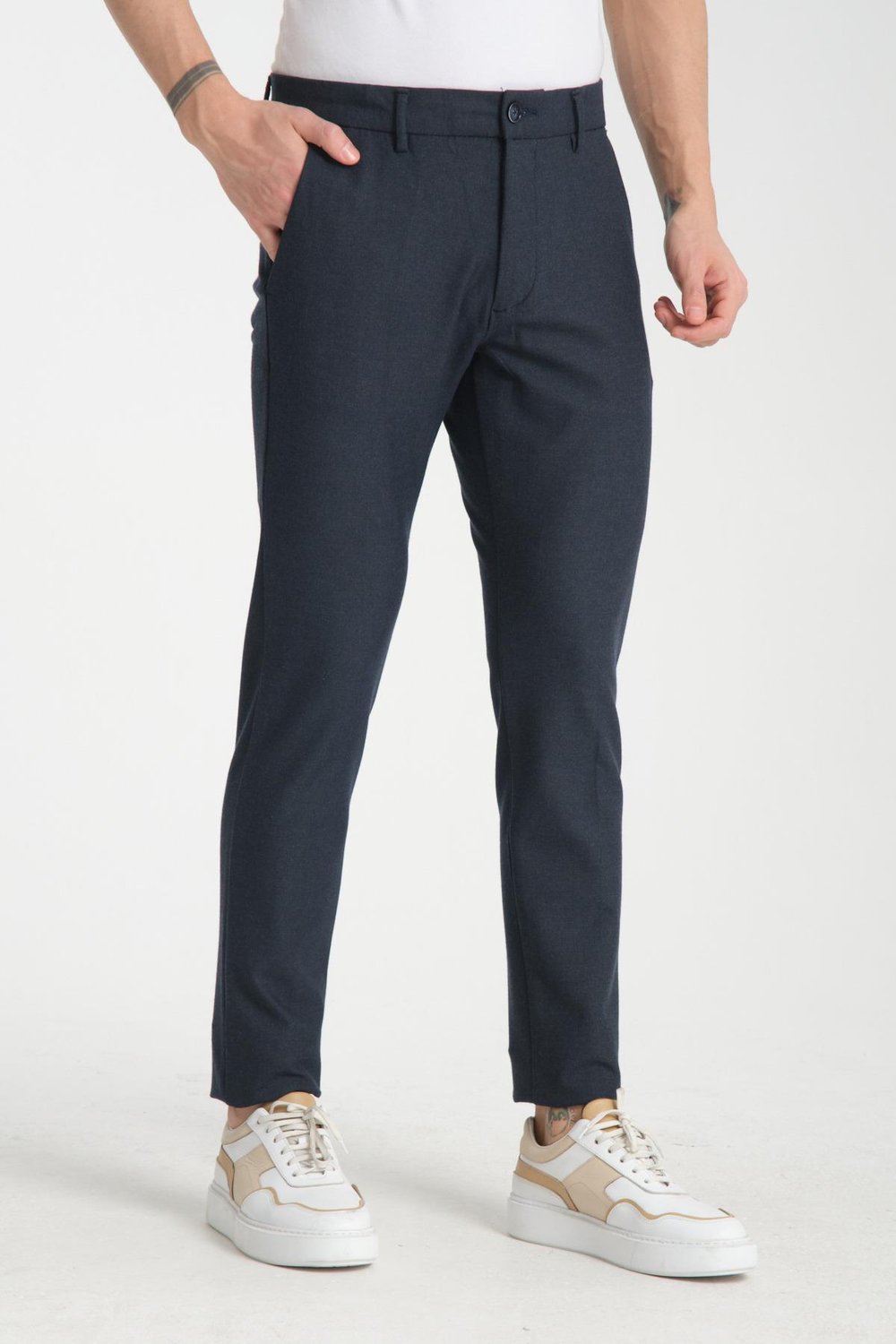 Kalın Düz Erkek Yandan Cepli Klasik Bel Slim Fit Chino Pantolon