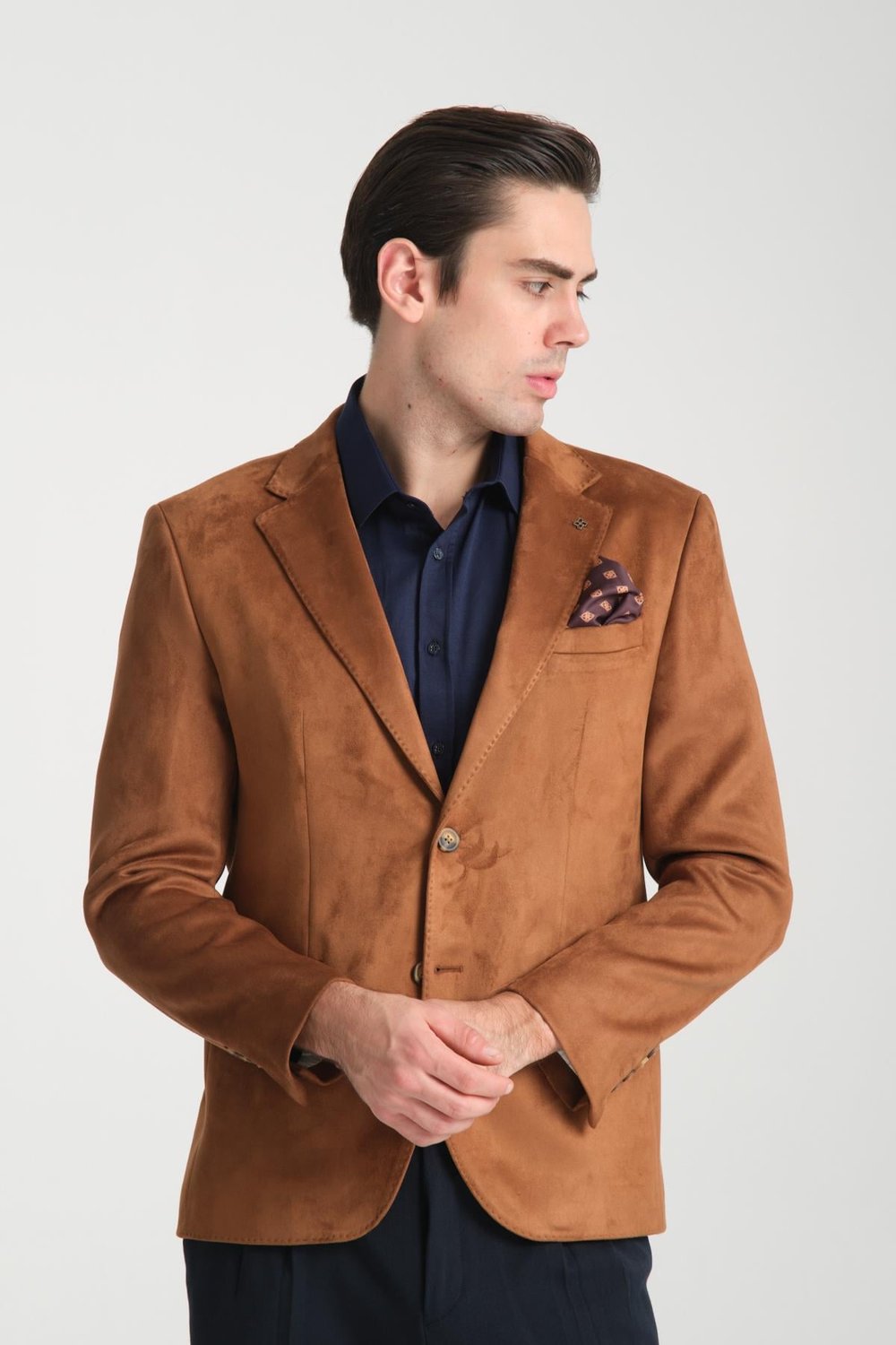 Modern Suet Erkek Blazer Mono Yaka Slim Fit Ceket