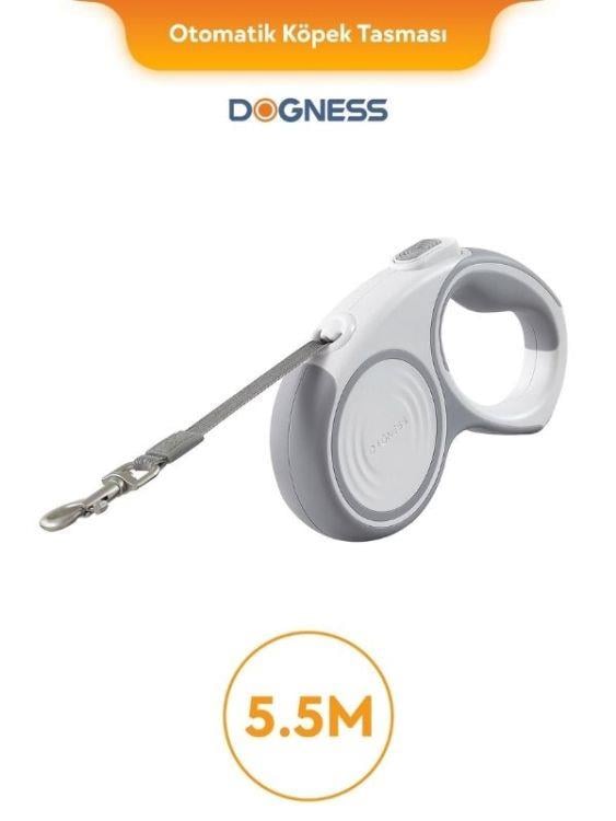 Dogness R06 Otomatik Kedi Köpek Gezdirme Tasması 5.5 Metre Beyaz (R06-5+W)