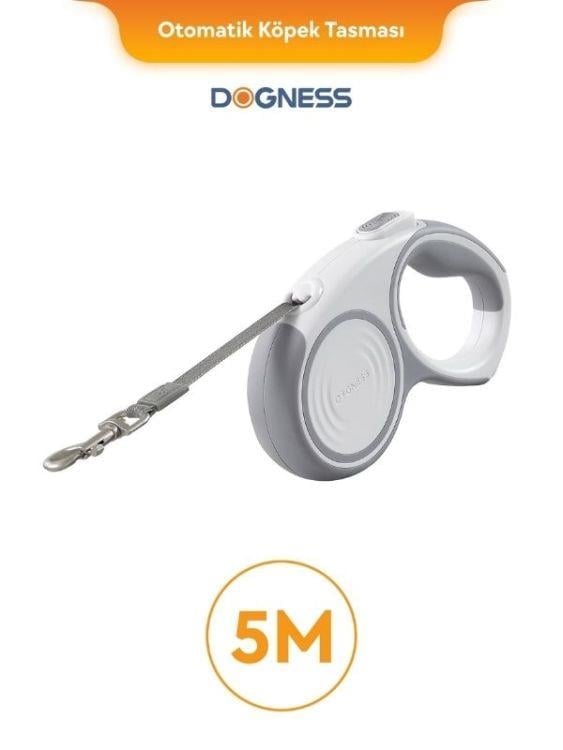 Dogness R06 Otomatik Kedi Köpek Gezdirme Tasması 5 Metre Beyaz (R06-5W)
