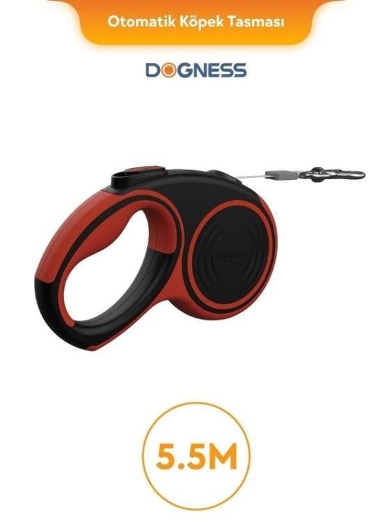 Dogness R06 Otomatik Kedi Köpek Gezdirme Tasması 5.5 Metre Kırmızı (R06-5+R)