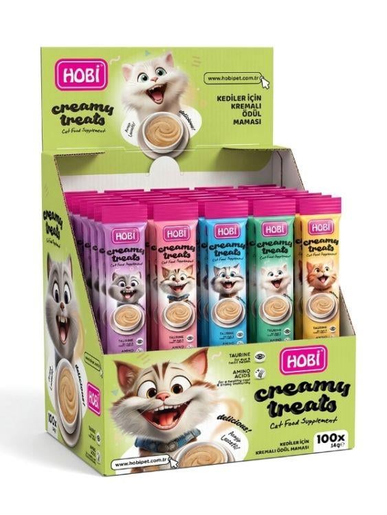 Hobi 5 Çeşit Karışık Krema Kedi Ödül Maması 14 gr x 100 Adet