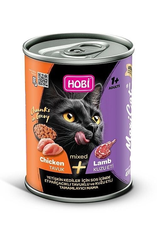 Hobi Maxicat Mixed Tavuk ve Kuzu Etli Parça Etli Yetişkin Kedi Konservesi 400 Gr