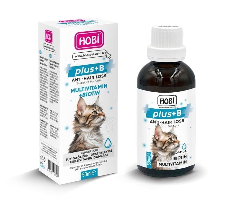 Hobi Plus B Kediler İçin Tüy Sağlığını Destekleyici Multivitamin Damlası 50ml