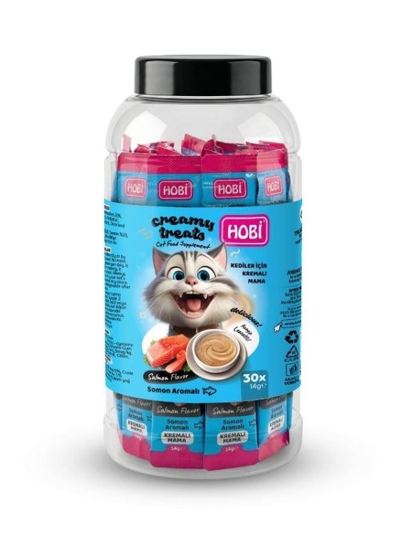 Hobi Somon Aromalı Krema Kedi Ödül Maması 14 gr x 30 Adet