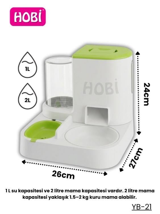 Hobi YB-21 İkisi Bir Arada Kedi & Köpek Mama-Su Kabı 1L + 2L