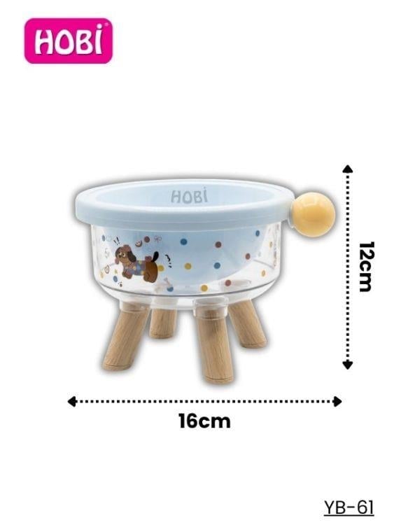 Hobi YB-61 Desenli Şeffaf Plastik Ayaklı Mama Kabı 16 cm