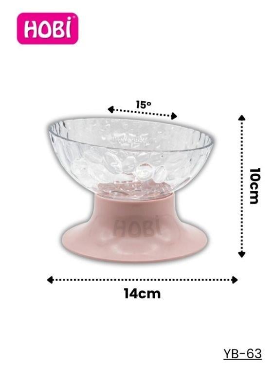 Hobi YB-63 15° Eğimli Plastik Standlı Şeffaf Mama Kabı 14 cm