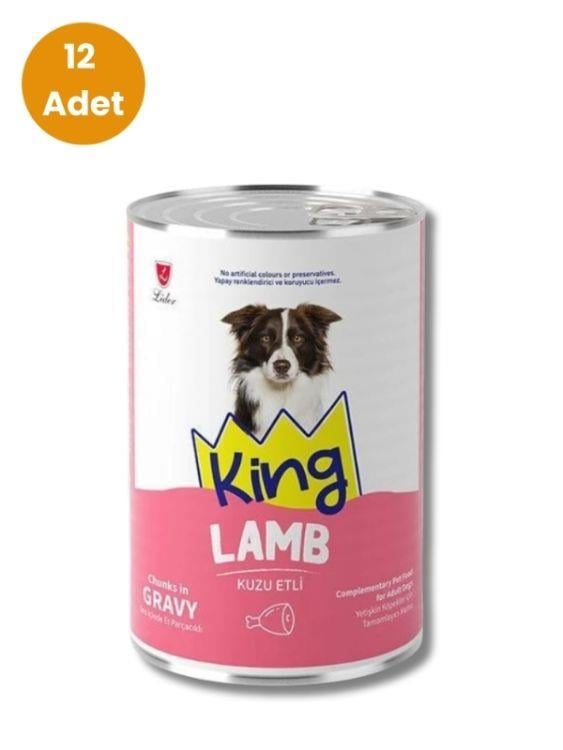 King Sos İçerisinde Et Parçacıklı Kuzu Etli Köpek Konservesi 400 gr (12 Adet)