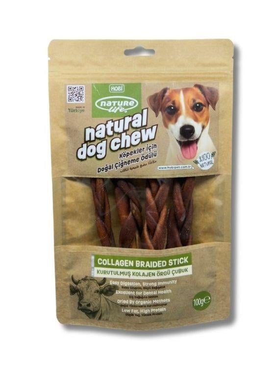 Naturelife Kurutulmuş Kolajen Örgü Çubuk Köpek Çiğneme Ödülü 100 gr