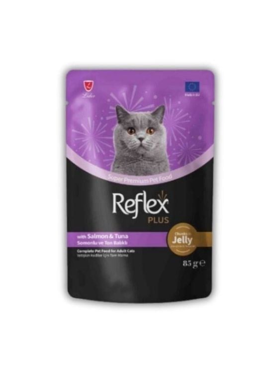 Reflex Plus Jöle İçinde Parça Somon Ve Ton Balıklı Yetişkin Kedi Pouch 85 Gr