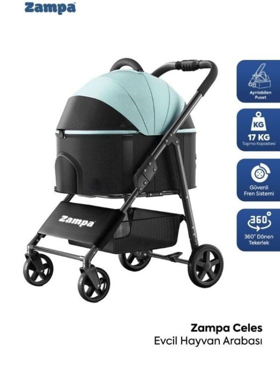 Zampa Celes Kedi & Köpek Arabası Mavi (LD02X-BL)