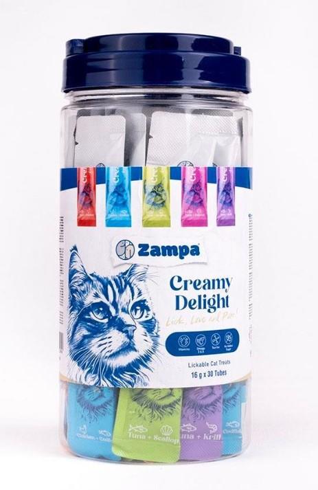 Zampa Creamy Delight Kavanoz Mix Karışık Krema Kedi Ödülü 16 Gr 30 Lu (Zcd0030)