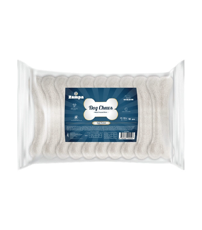 Zampa (DC4508) Beyaz Press Kemik Köpek Ödülü 10 lu 160-170g