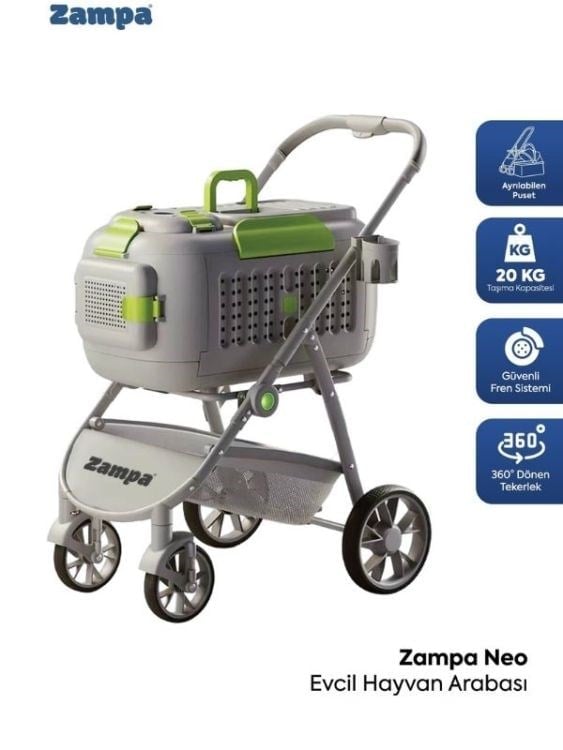 Zampa Neo Kedi & Köpek Arabası Gri (DH08-G)