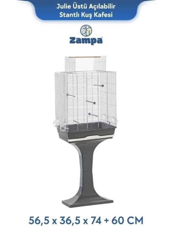 Zampa Plus Julie Üstü Açılabilir Stantlı Kuş Kafesi 56,5x36,5x74+60 cm (ZIT-2938)