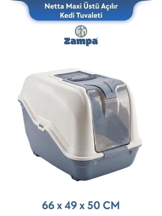 Zampa Plus Netta Maxi Üstü Açılır Kedi Tuvaleti 66x49x50 cm (ZIT-3072)