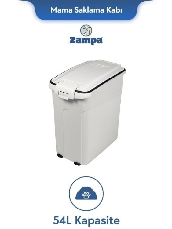Zampa Plus Oto L Beyaz Mama Saklama Kabı (54L)(ZIT-2563)