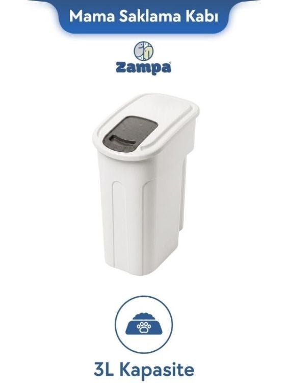 Zampa Plus Oto XS Beyaz Mama Saklama Kabı (3L)(ZIT-2532)
