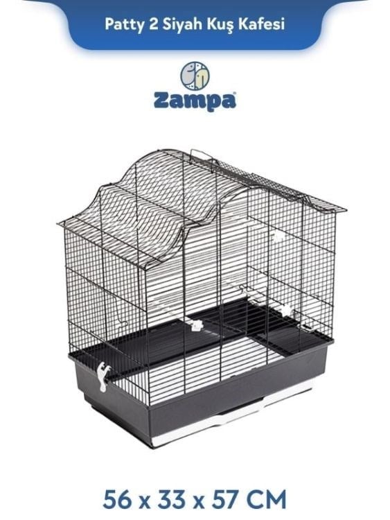 Zampa Plus Patty 2 Kuş Kafesi Siyah 56x33x57cm (ZIT-2907)