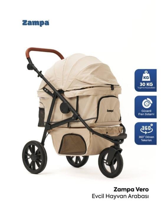 Zampa Vero Kedi Köpek Arabası Bej DH09-BJ 45x100x108 cm
