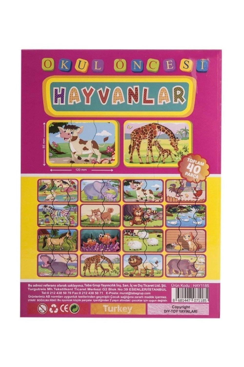 Hayvanlar 2 Ve 3 Parçalı Tamamlama Kartları Flash Cards Hafıza Kartları Gelişim Kartları