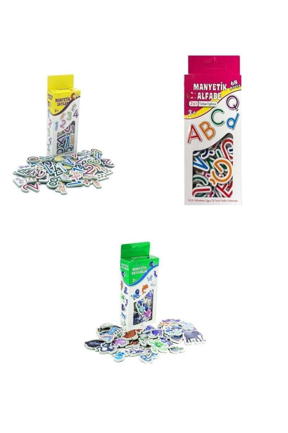 Magnet 3lü Set Hayvanlar , Sayılar , Alfabe