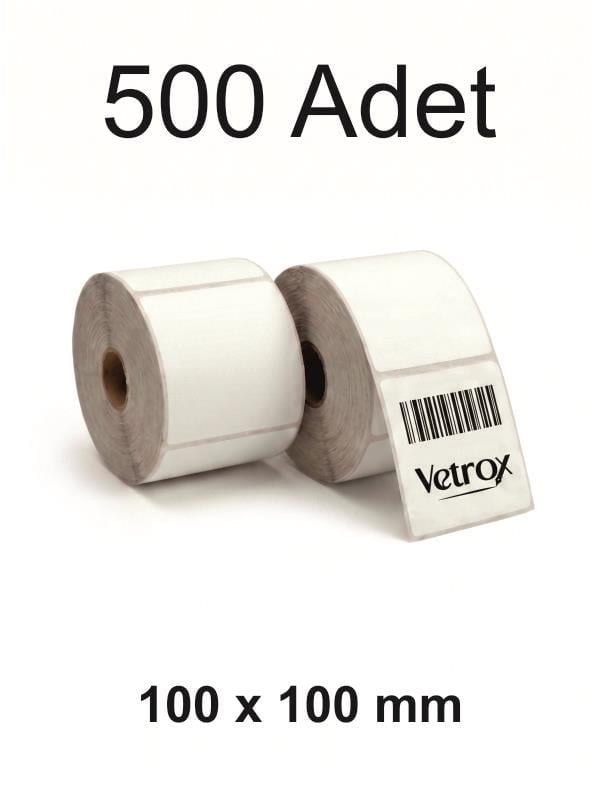 VETROX 1.KALİTE TERMAL BARKOD ETİKETİ 100X100 mm 500 Adet-TAM ADET