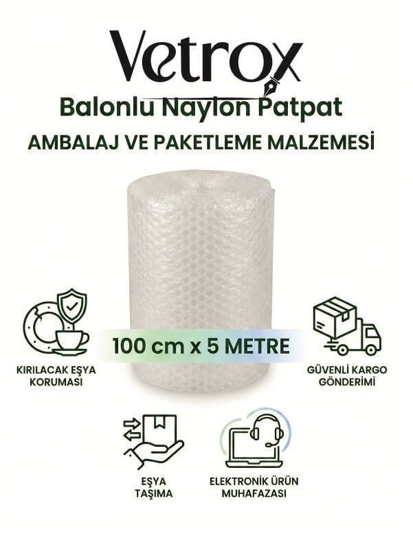 Vetrox 100 cm x 5 Metre Balonlu Naylon Patpat - Ambalaj ve Paketleme Malzemesi