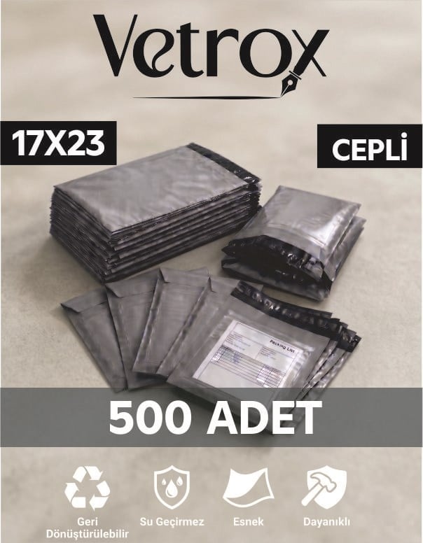 Vetrox 17x23 cm Cepli Kargo Poşeti - 500 Adet