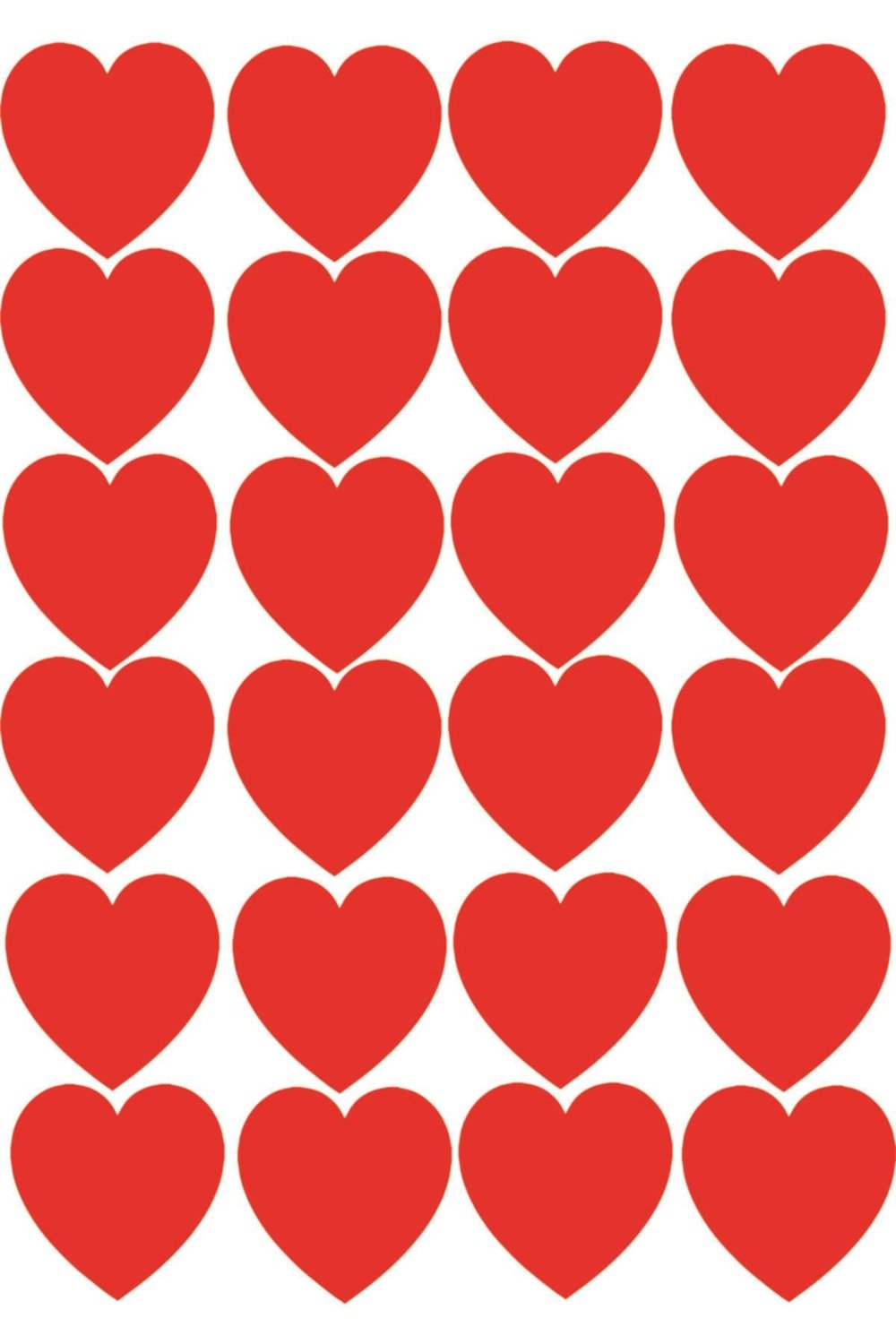 Kırmızı Kalp özel yeni sticker 24 Adet 5X5 cm