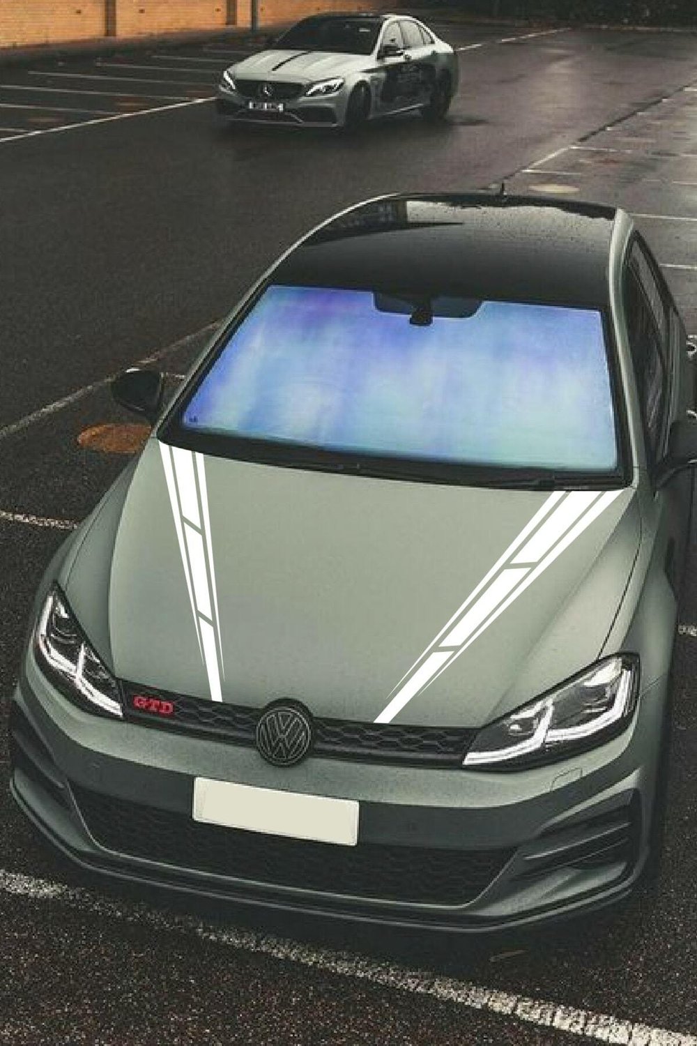Oto Kaput özel yeni sticker Çift Şerit 2 Adet Beyaz 10*60 Cm
