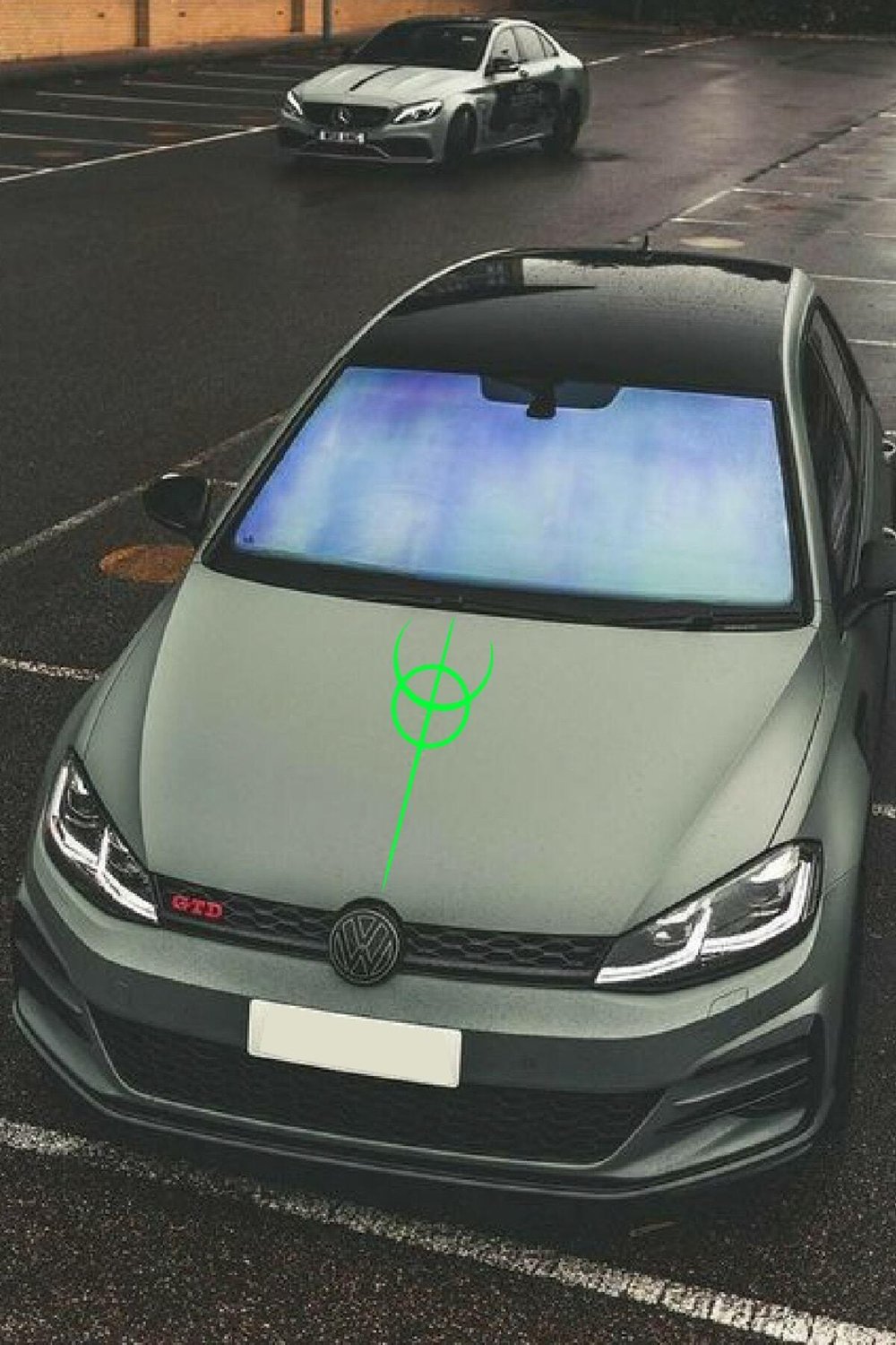 Oto Kaput Şerit özel yeni sticker Dönence Daire Tasarım Yeşil 20*60 Cm
