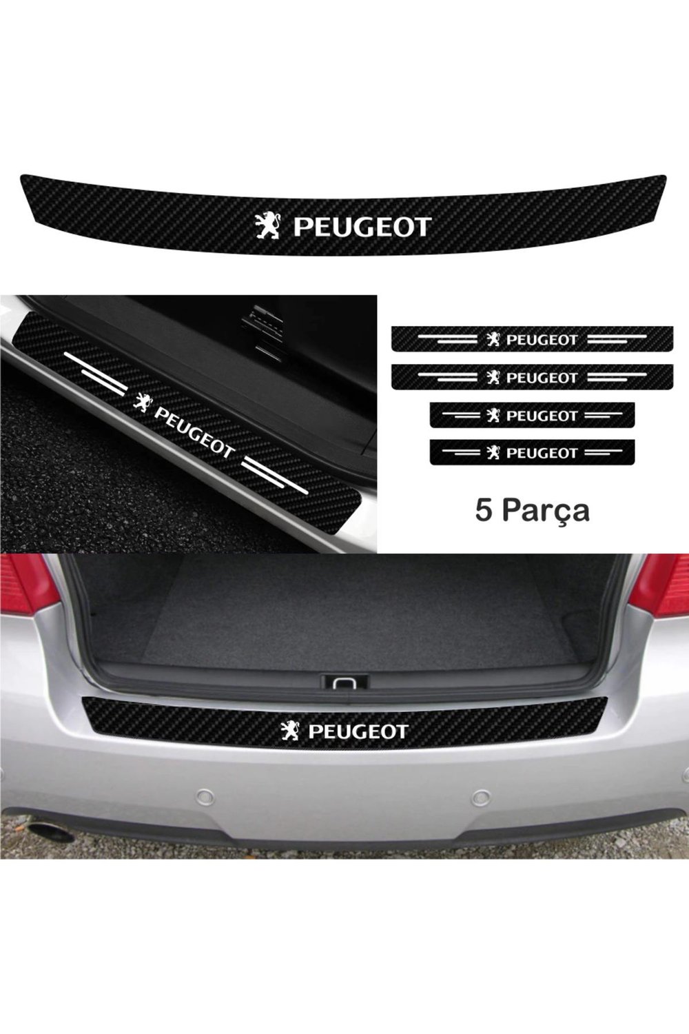 Peugeot 407 Bağaj ve Kapı Eşiği Karbon özel yeni sticker (SET)