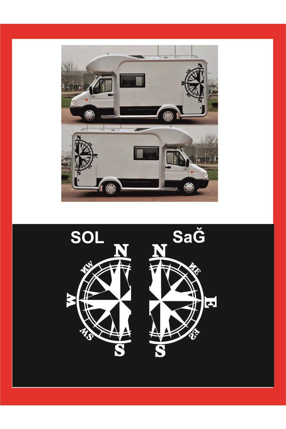 Pusula Oto özel yeni sticker 2 Adet Sağ-Sol 48*28 Cm