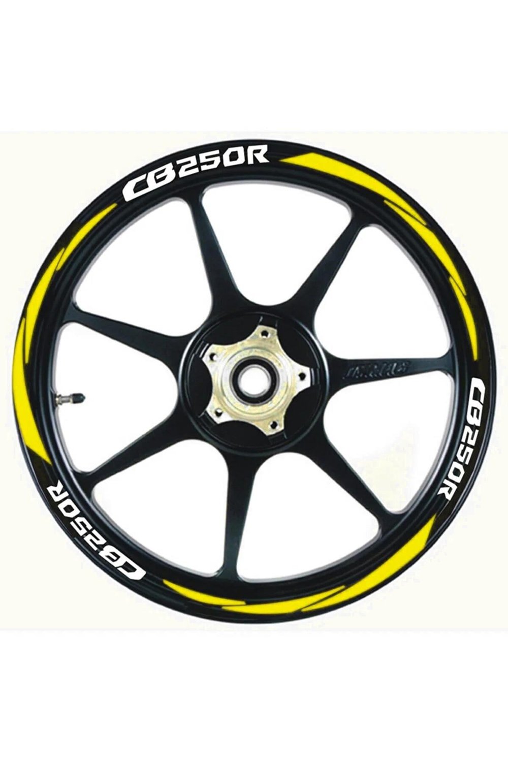 Şık Tasarım motosiklet Jant Şeridi Pcx Beyaz Yazı Sarı Şerit Sağ-Sol/Ön-Arka
