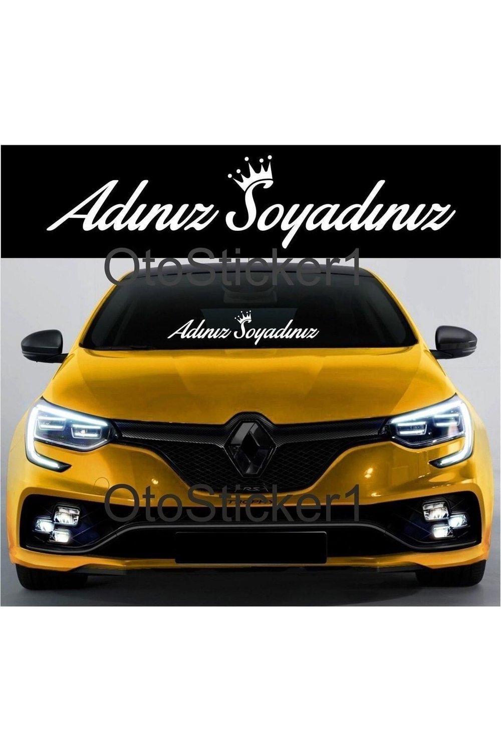 Size Özel Isim Taçlı Oto Cam Yazı özel yeni sticker Beyaz 58*15 Cm