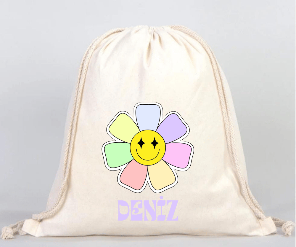Smiley Flower İpli Büzgülü Çanta