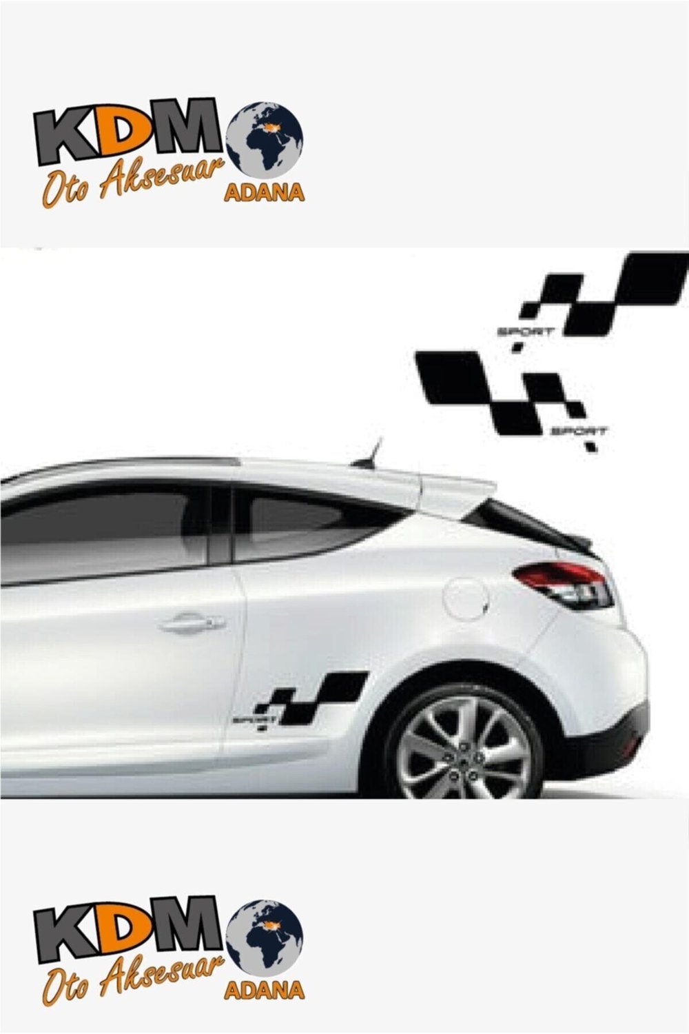 Sport Damalı Sağ-Sol Takım 2 Adet Oto özel yeni sticker Siyah 30*16 Cm